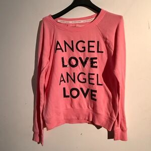 Victorias Secret Angel Pink Sweater XS Sequins Graphic Print Crew Neck Relaxed